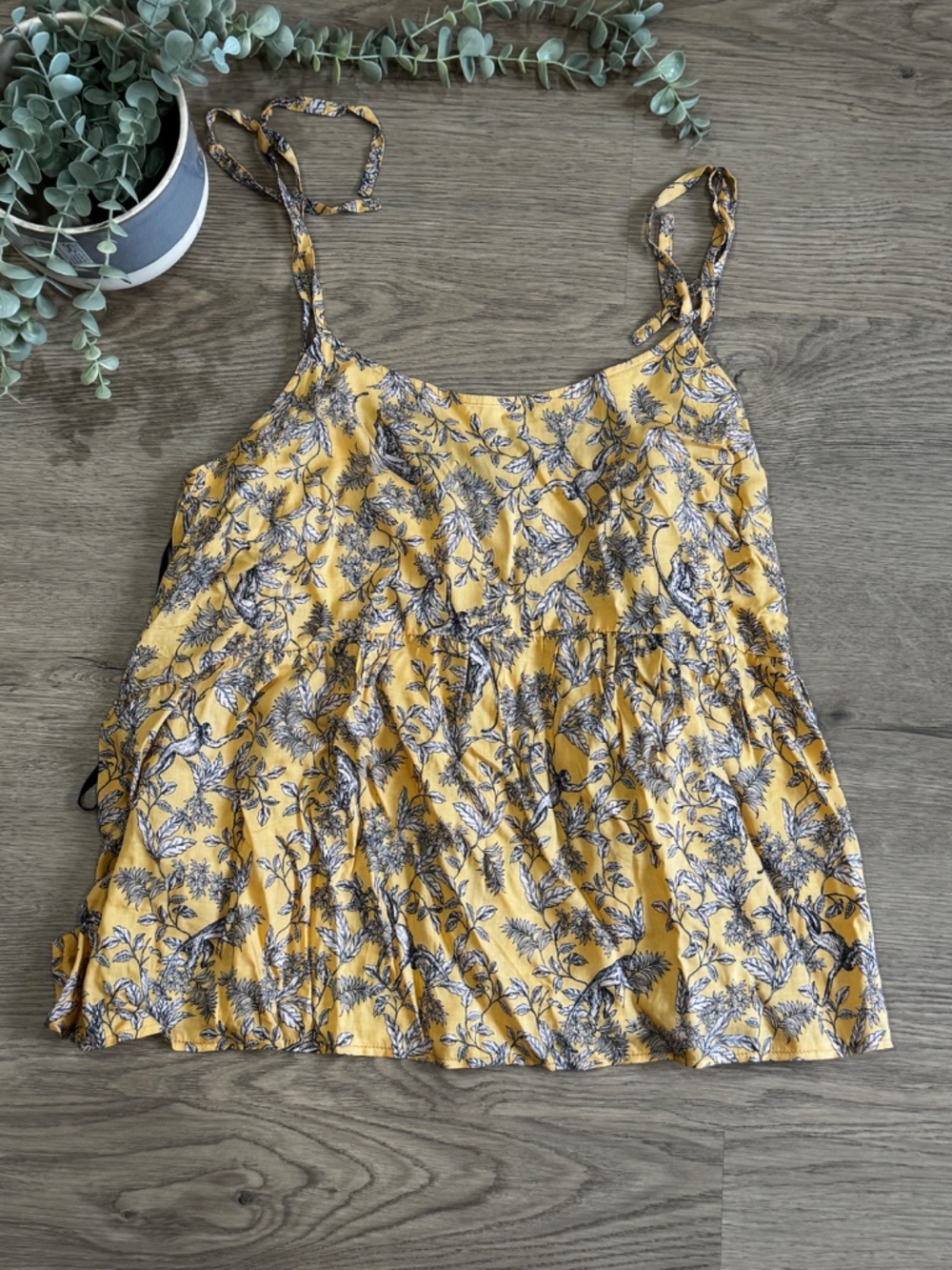 Primark Women’s Size 14 Mustard Yellow Floral Cami Peplum Top NWT